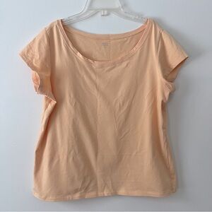 Eileen Fisher Organic Cotton Short Sleeve Shirt XL Peachy Orange Pastel